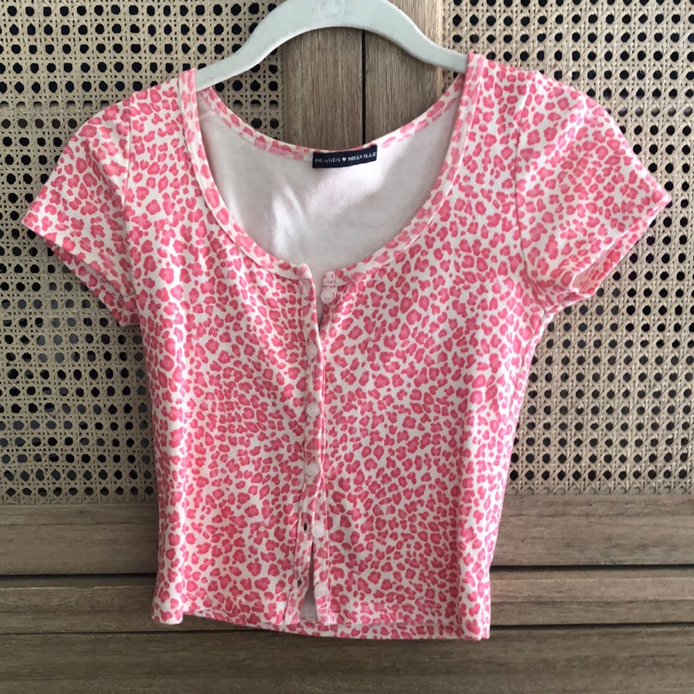 Brandy Melville Hot Pink Cheetah Top